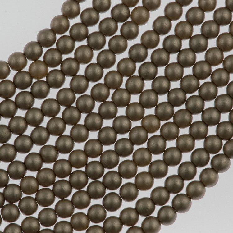 100 Czech 3mm Round Brown Sugar Glass Pearl Beads