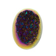 Titanium Rainbow Aura Carved Window Druzy Oval Domed Cabochon 16x12x7mm