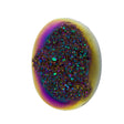 Titanium Rainbow Aura Carved Window Druzy Oval Domed Cabochon 16x12x6mm