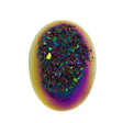 Titanium Rainbow Aura Carved Window Druzy Oval Domed Cabochon 16x12x6mm