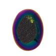 Titanium Rainbow Aura Carved Window Druzy Oval Domed Cabochon 16x12x5mm