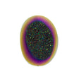 Titanium Rainbow Aura Carved Window Druzy Oval Domed Cabochon 14x10x5