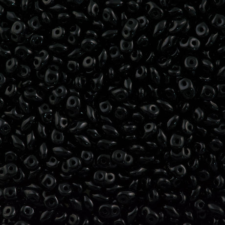 Super Duo 2x5mm Two Hole Beads Jet Black 22g Tube (23980)