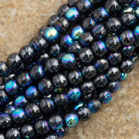 200 Czech 3mm Pressed Glass Round Beads Hematite AB (14400X)