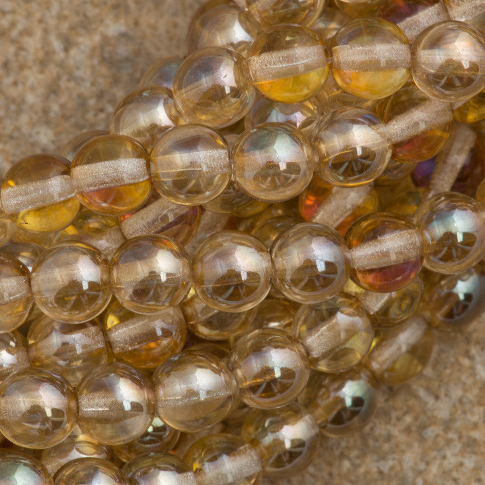 100 Czech 6mm Pressed Glass Round Crystal Celsian Beads (00030Z)