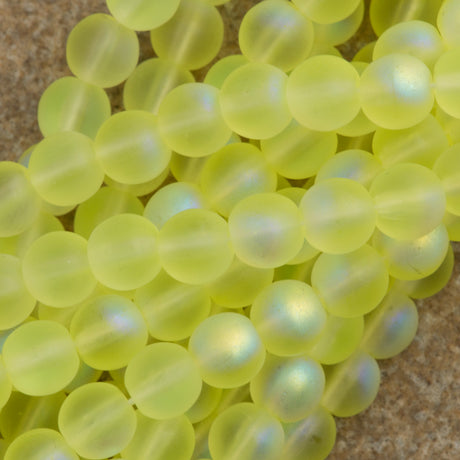 100 Czech 6mm Pressed Glass Round Matte Jonquil AB Beads (80130MX)