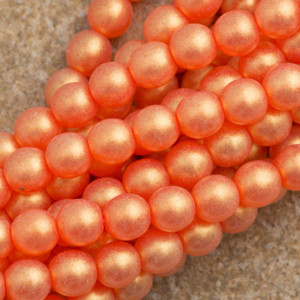 100 Czech 6mm Pressed Glass Round Gold Suede Hyacinth Beads (90040MSG)