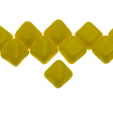 Czech Glass 5mm Two Hole Silky Beads Opaque Lemon