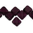 Czech Glass 6mm Two Hole Silky Beads Dark Amethyst