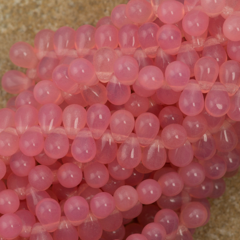 90 Czech 6x4mm Tear Drop Milky Pink Beads (71010)