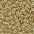 CzechMates 6mm Four Hole QuadraLentil Opaque Light Beige Sueded Gold Beads 15g (13010MSG)