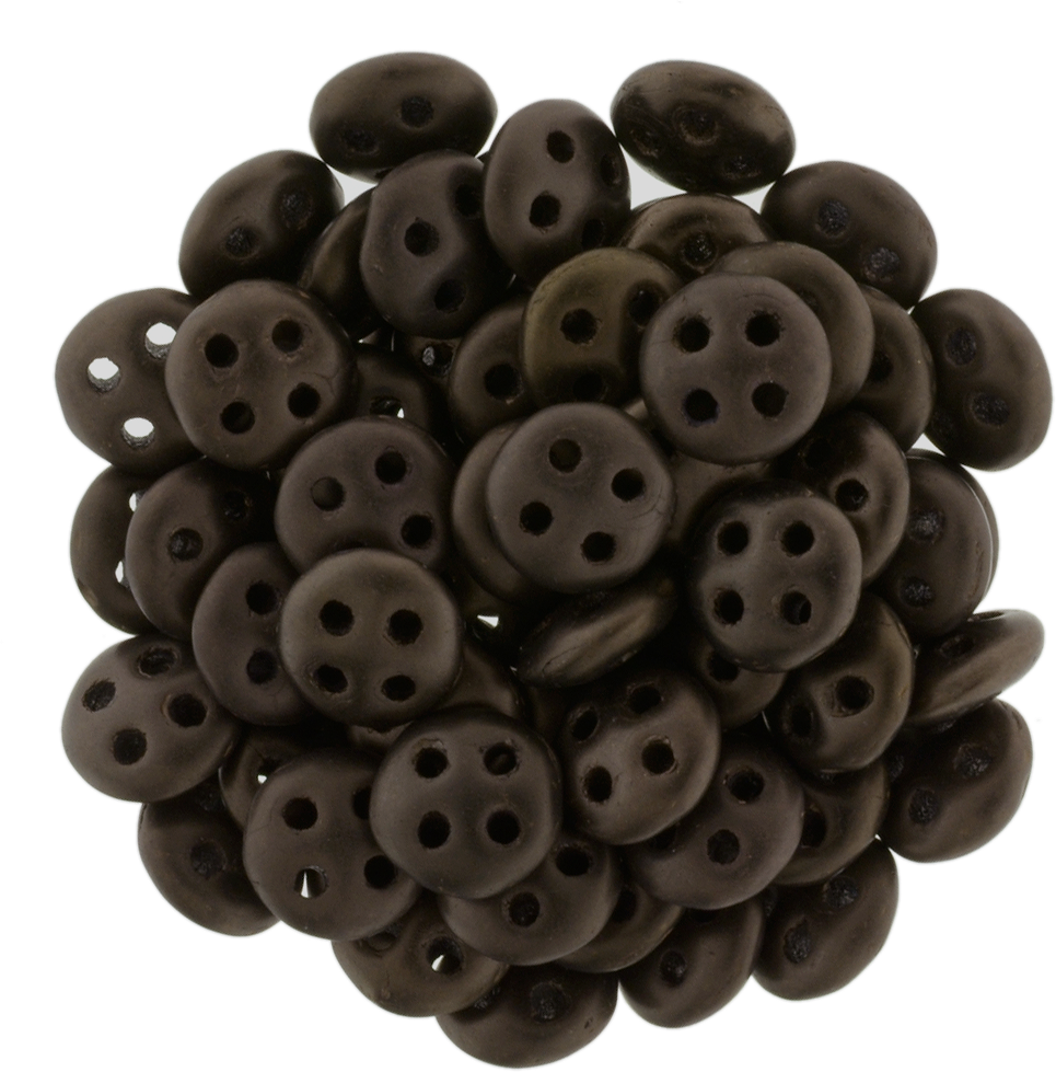 CzechMates 6mm Four Hole QuadraLentil Matte Dark Bronze Beads 15g (14415M)