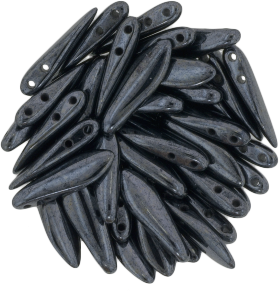 50 CzechMates 5x16mm Two Hole Dagger Hematite Beads (14400)