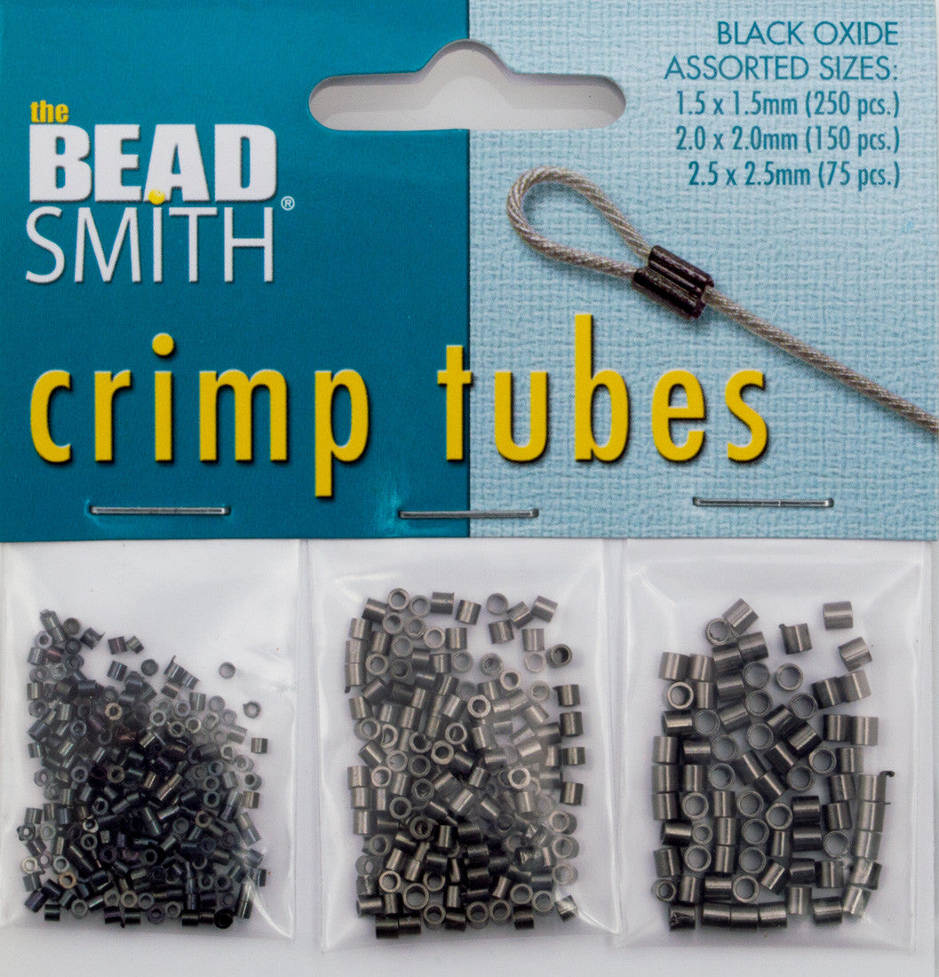 BeadSmith Assorted Size Black Oxide Pack Crimp Tube Beads