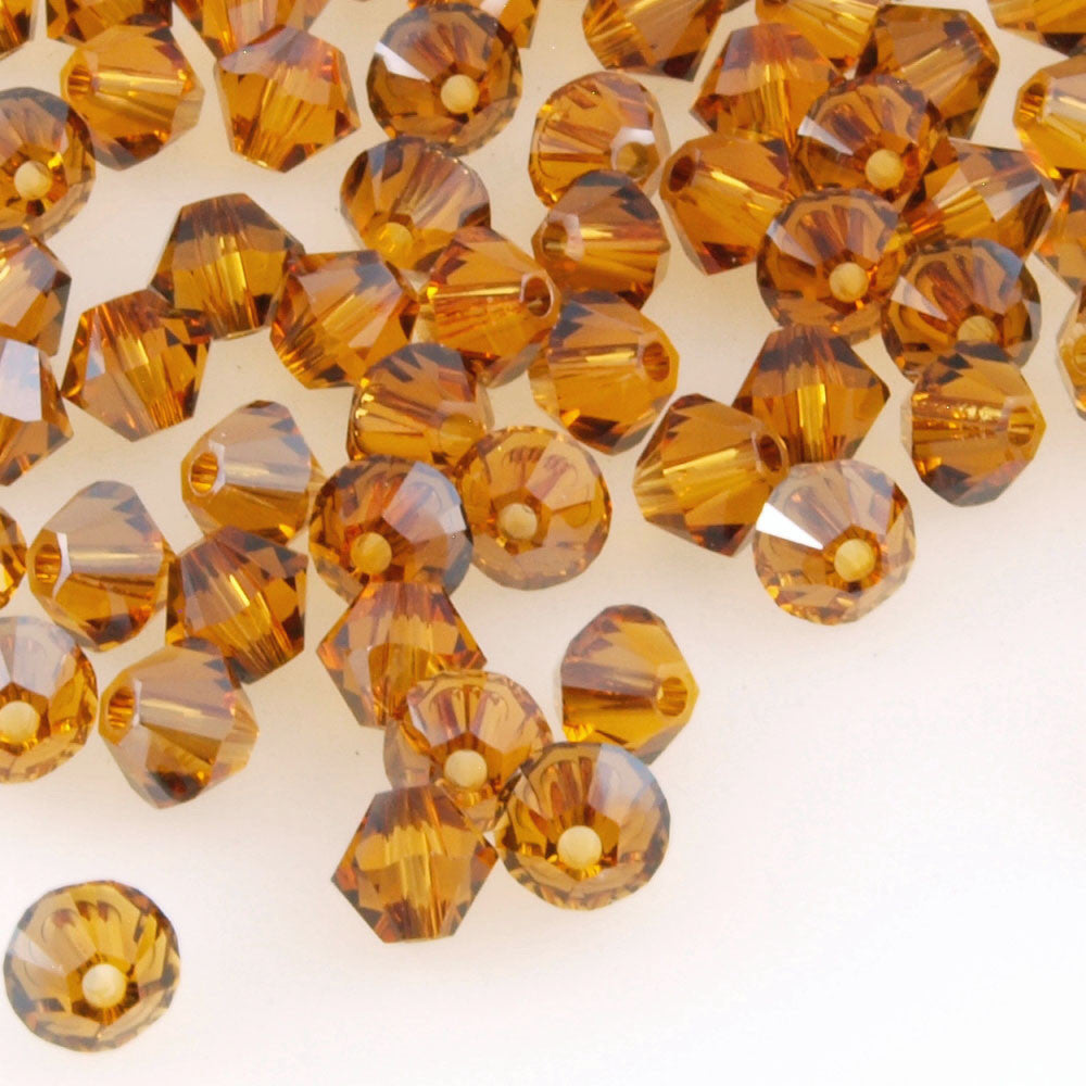 144 TRUE CRYSTAL 3mm Bicone Bead Topaz Satin (203 SAT)