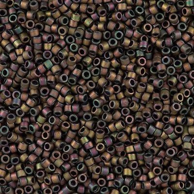 Miyuki Delica Seed Bead 11/0 Matte Metallic Gray Dusk Gold Luster AB 2-inch Tube DB1055