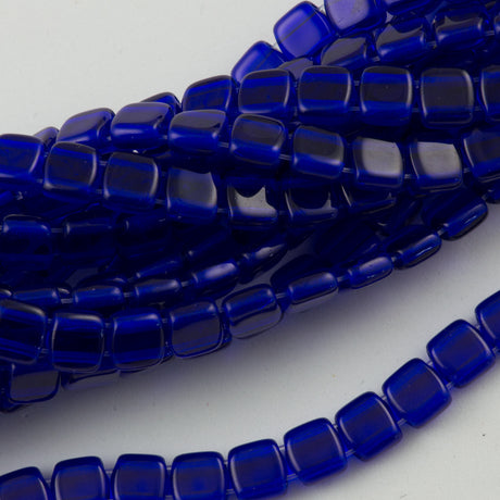 50 CzechMates 6mm Two Hole Tile Beads Cobalt (30090)