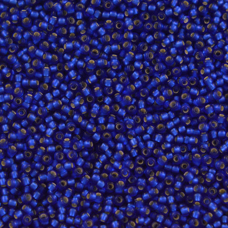 50g toho Round Seed Bead 8/0 Transparent Matte Silver Lined Cobalt (28F)