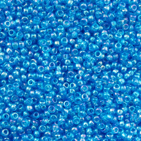 Toho Round Seed Bead 15/0 Transparent Dark Caribbean AB 2.5-inch Tube (163B)