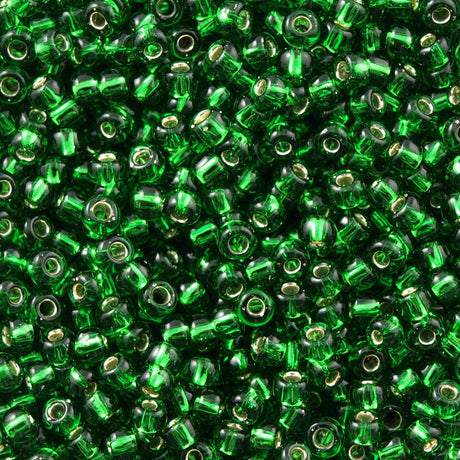 50g Toho Round Seed Bead 6/0 Silver Lined Dark Green (27B)