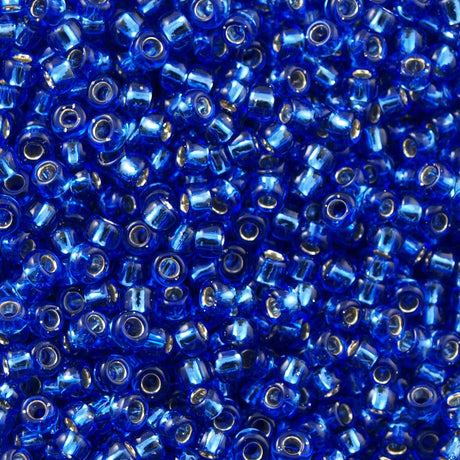 50g toho Round Seed Bead 8/0 Silver Lined Montana Blue (35)