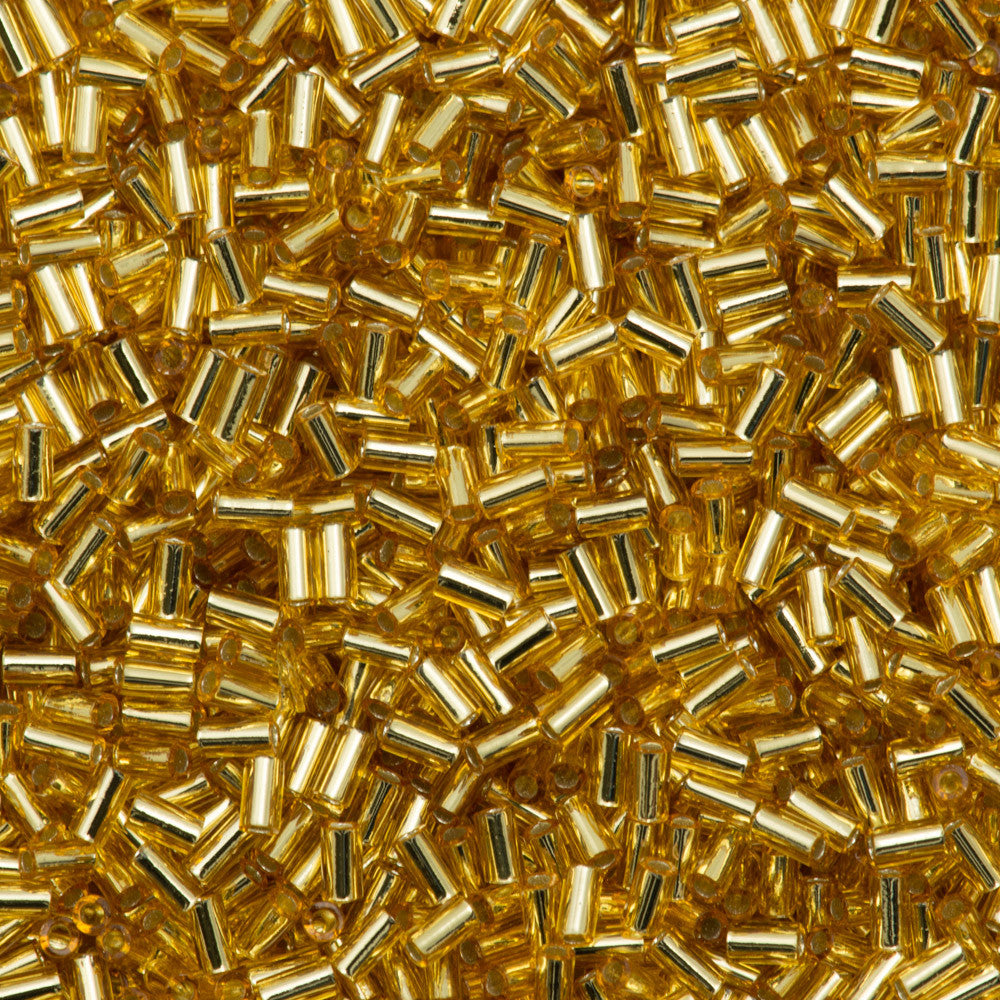 Toho 3mm Bugle Bead Silver Lined Medium Gold 2.5-inch Tube (22B)