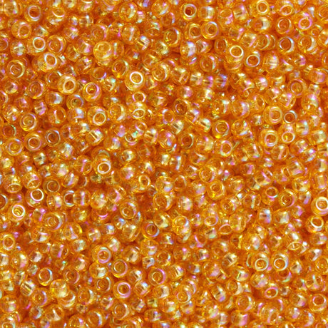 Toho Round Seed Bead 15/0 Transparent Amber AB 2.5-inch Tube (162B)