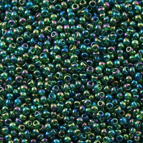 50g toho Round Seed Bead 8/0 Transparent Emerald AB (179)