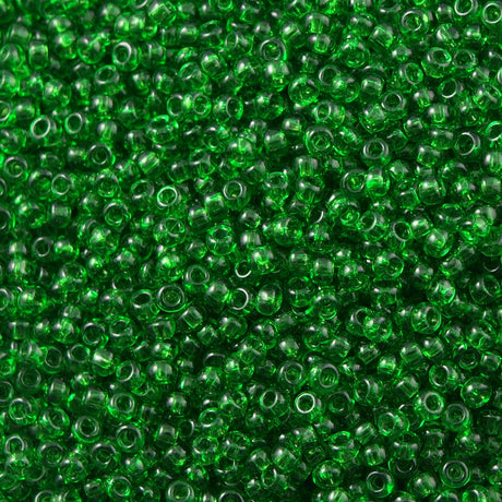 Toho Round Seed Bead 6/0 Transparent Medium Green 2.5-inch tube (7B)