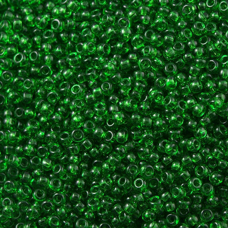 50g toho Round Seed Bead 8/0 Transparent Medium Green (7B)