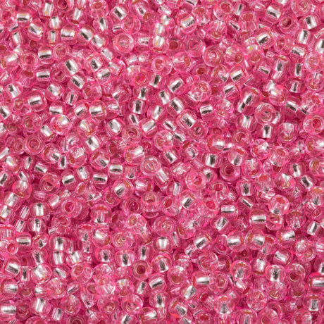 50g Toho Round Seed Beads 11/0 Silver Lined Transparent Pink (38)