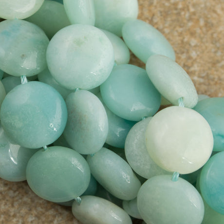 Amazonite Coin 12mm beads 15 inch strand