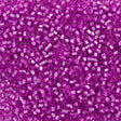 50g Czech Seed Bead 10/0 Silver Lined Dyed Dark Fuchsia (08225)