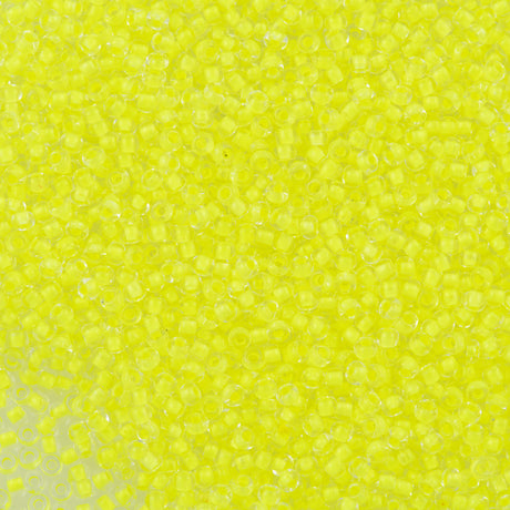 50g Czech Seed Bead 10/0 Color Lined Neon Yellow (08786)