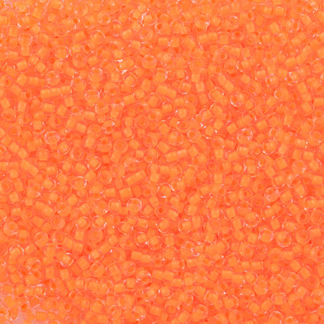 50g Czech Seed Bead 10/0 Color Lined Neon Orange (08789)