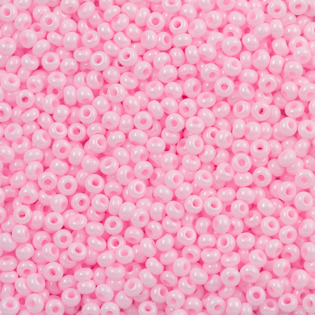 Czech Round Seed Beads, Glass - Opaque Pink, Choose Size