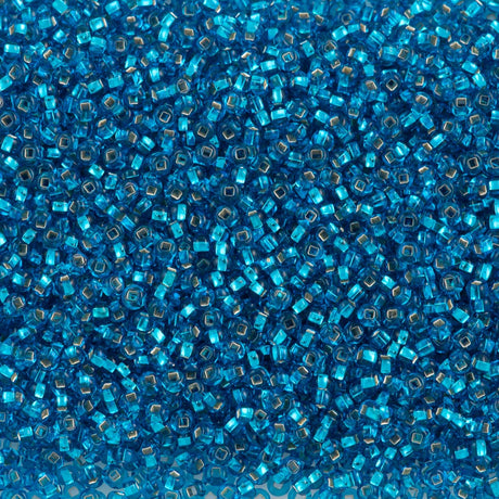 50g Czech Seed Bead 10/0 Silver Lined Dark Aqua (67150)