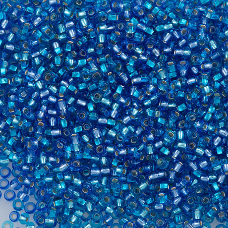 Czech Seed Bead 10/0 Silver Lined Aqua Mix 20g Tube