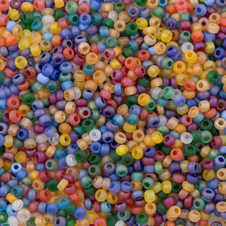 Czech Seed Bead 10/0 Transparent Matte Iris Colorful Mix 20g Tube