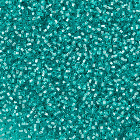 Czech Seed Bead 10/0 Silver Lined Dyed Green Aqua (18258)