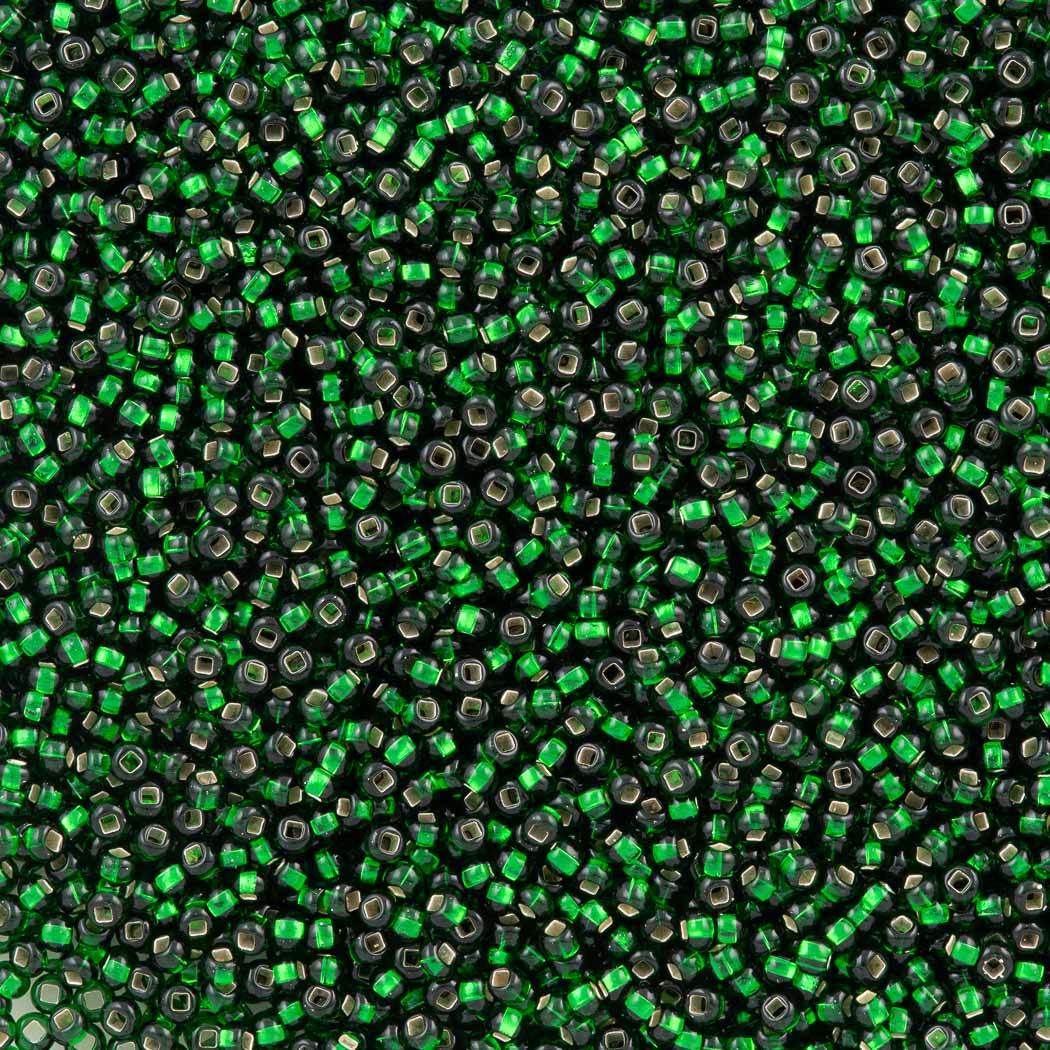 Czech Seed Bead 10/0 Silver Lined Green (57060)