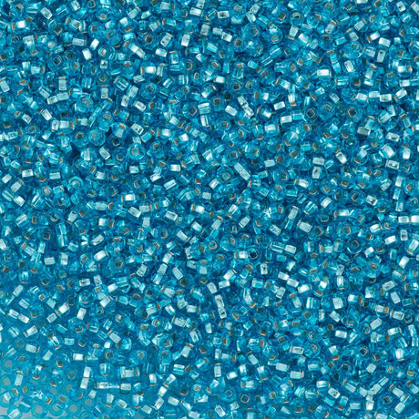 Czech Seed Bead 10/0 Silver Lined Aqua (67010)