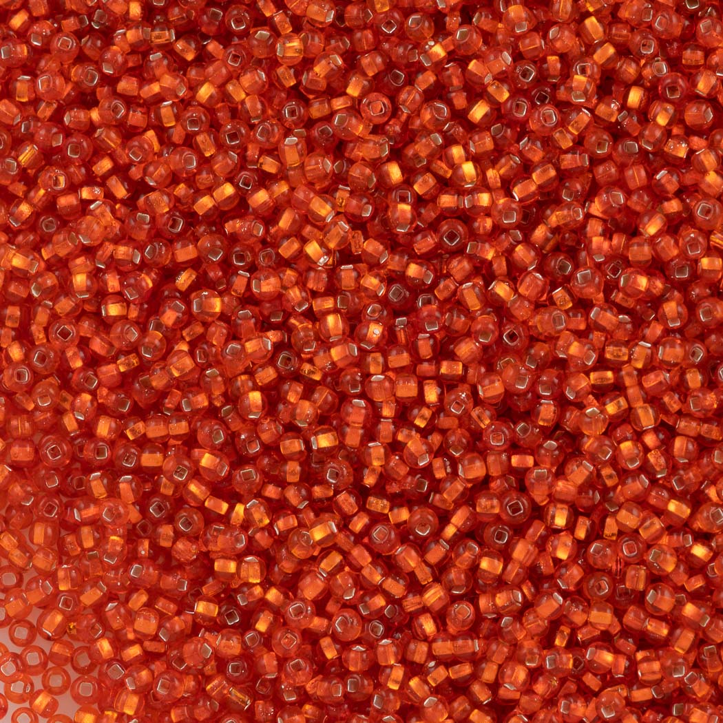 Czech Seed Bead 11/0 Silver Lined Orange 2-inch Tube (97030)