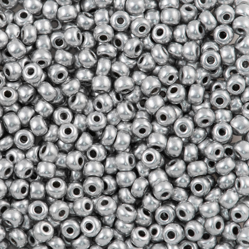 Czech Seed Bead 8/0 Opaque Bright Silver 2-inch Tube (01700)