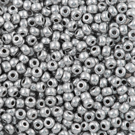 Czech Seed Bead 8/0 Opaque Bright Silver 2-inch Tube (01700)