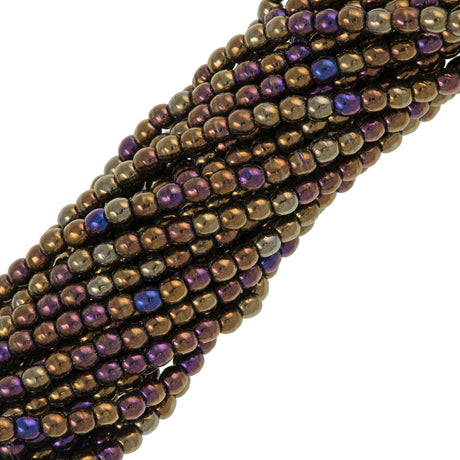 200 Czech 3mm Pressed Glass Round Beads Brown Iris (21415)