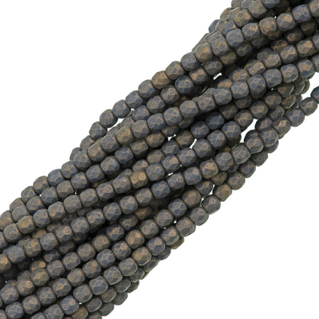 100 Czech Fire Polished 3mm Round Bead Pacifica Juniper (10070PS)