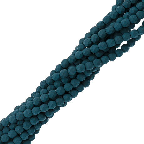 100 Czech Fire Polished 4mm Round Bead Saturated Navy (29530)