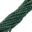 100 Czech Fire Polished 4mm Round Bead Dark Turquoise Picasso (63150T)