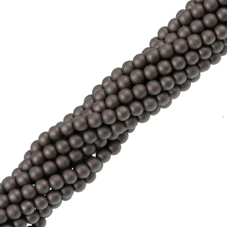 100 Czech 4mm Round Matte Brown Sugar Glass Pearl Beads